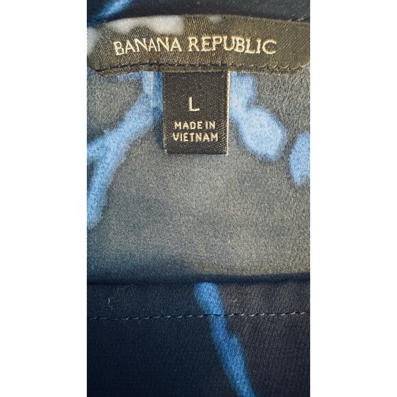 Banana Republic Large Flowy Blue Floral Print Long Bell Sleeve Blouse - Picture 4 of 16